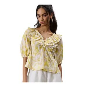 Maeve Off-The-Shoulder Ruffled Swing Blouse Small Yellow